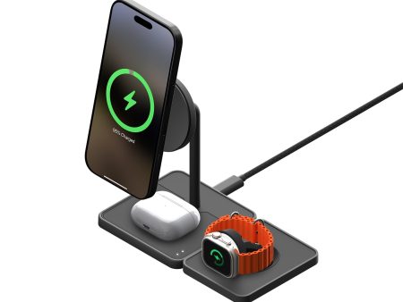 3 in 1 Charging Stand with Qi2 and Apple Technology — Matte Black on Sale