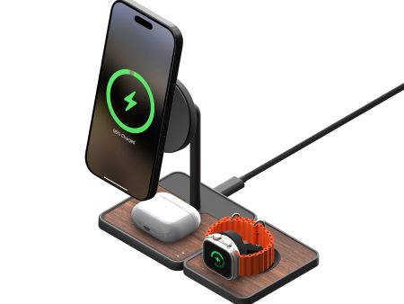 3 in 1 Charging Stand with Qi2 and Apple Technology —  Walnut Supply