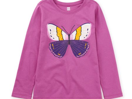 Long Sleeve Beautiful Butterfly Graphic Tee Discount