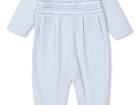 Velour Footie w Hand Smocking Online Hot Sale