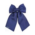 Opaque Satin Bow w Euro Knot & Tails On Alligator Clip Fashion