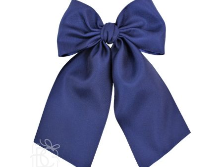 Opaque Satin Bow w Euro Knot & Tails On Alligator Clip Fashion