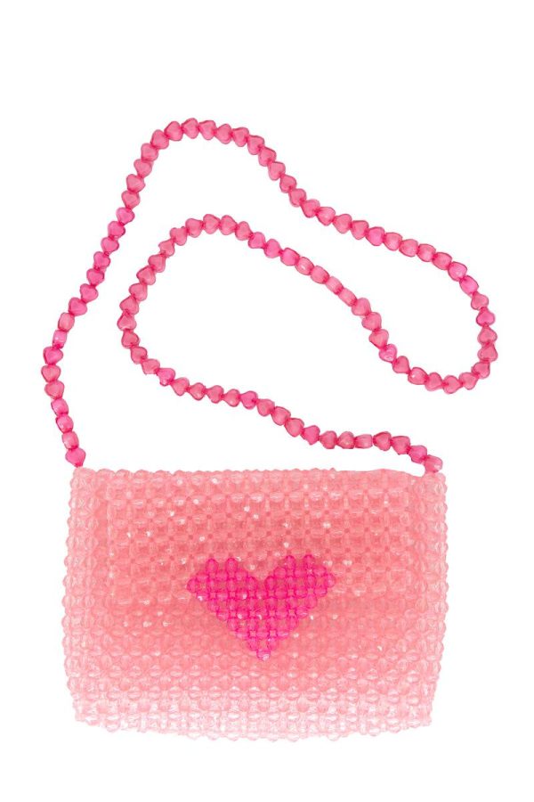 Beaded Heart Bag Pink Combo Cheap