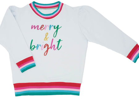 Holly Sweatshirt w Glitter Merry & Bright Online now