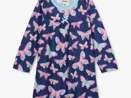 Delightful Butterflies Long Sleeve Nightdress For Sale