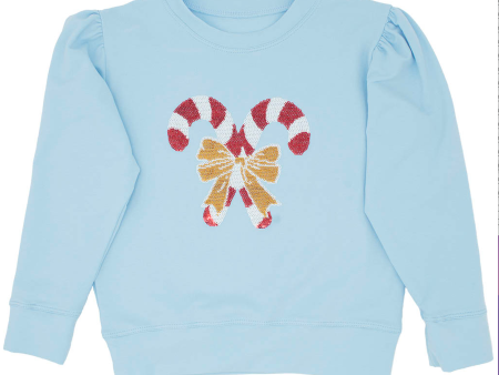 Holly Sweatshirt w Sequin Candy Canes Online Sale