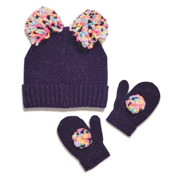 Pom Pom Hat and Mitten Set Fashion