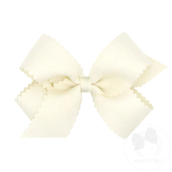 Grosgrain Hair Bow w Scalloped Edge Online now