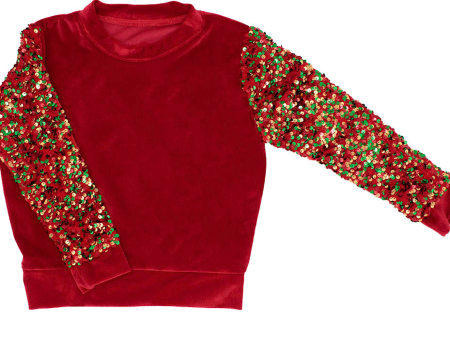 Sequin Sleeve Velvet Sweatshirt Sale