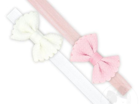 Two Tiny Soft Textured Butterfly Hair Bows On Matching Band Online