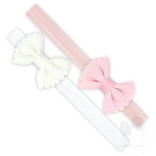 Two Tiny Soft Textured Butterfly Hair Bows On Matching Band Online