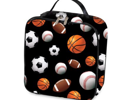 Black Sports Insulated Canvas Lunch Box Cheap