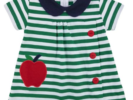 Stripe Yoke Dress w Apple on Sale