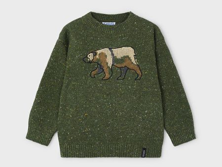 Bear Embroidery Marled Sweater Online