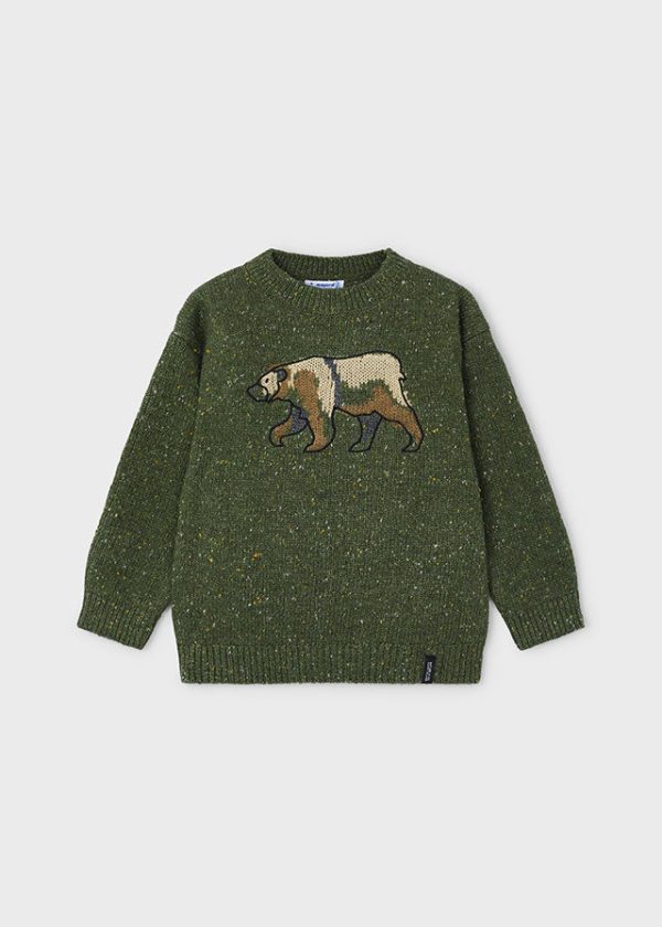 Bear Embroidery Marled Sweater Online