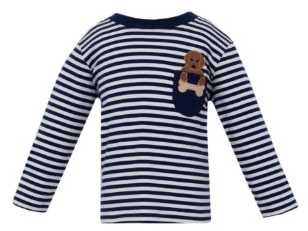 Lab Puppy Navy Stripe T-Shirt For Cheap