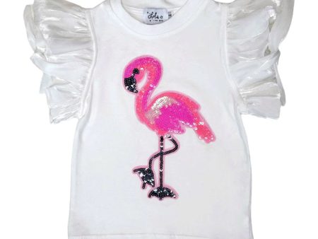 Beaded Flamingo Ruffle T-Shirt Online