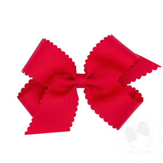 Grosgrain Hair Bow w Scalloped Edge Online now