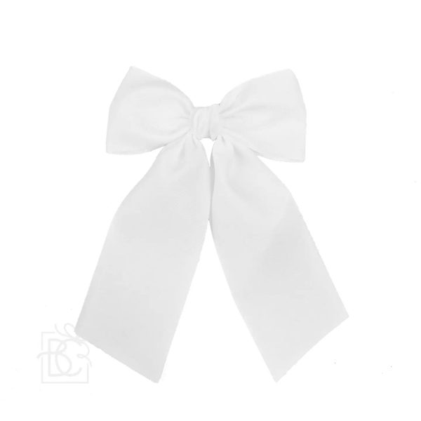 Opaque Satin Bow w Euro Knot & Tails On Alligator Clip Fashion