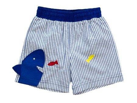 Seersucker Swim Trunk w  Shark Discount