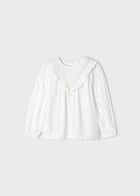 Ruffle Neck Peasant Sleeve Blouse Discount