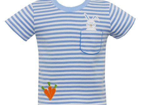 Bunny w Carrot-Blue Stripe Knit T-Shirt on Sale